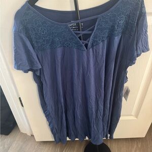 Torrid Navy Lace Detail Blouse